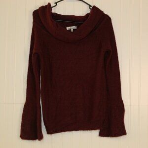 Love More Burgundy Cowl Neck Sweater Size XS